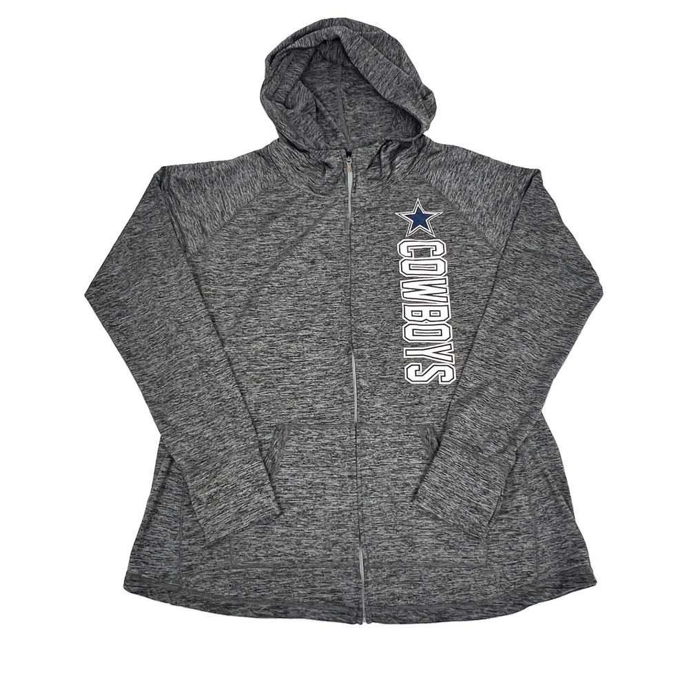 Dallas Cowboys Zip Up Hoodie Womens XL NFL Team Apparel Gray Black Stretch